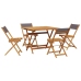 Set de comedor de jardín 5 pzas tela madera maciza antracita