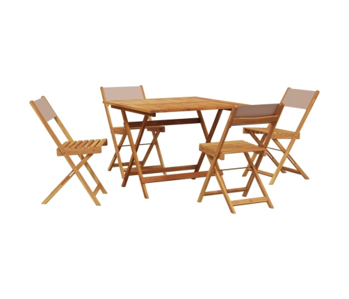 Set de comedor de jardín 5 pzas tela madera maciza gris taupe