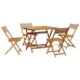 Set de comedor de jardín 5 pzas tela madera maciza gris taupe