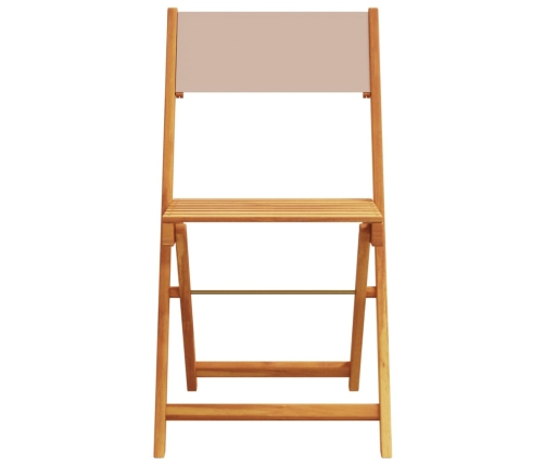 Set de comedor de jardín 5 pzas tela madera maciza gris taupe