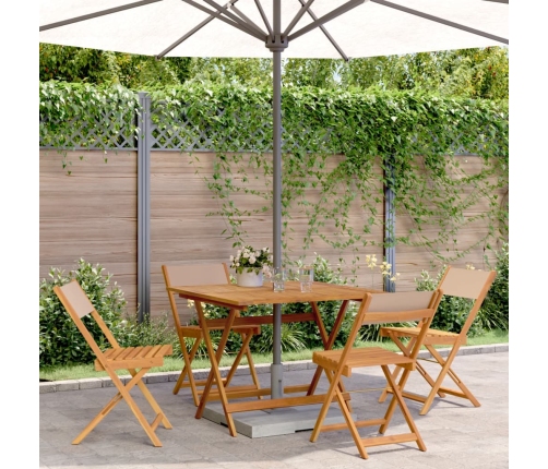 Set de comedor de jardín 5 pzas tela madera maciza gris taupe