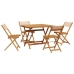 Set de comedor de jardín 5 pzas tela madera maciza beige