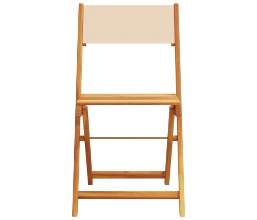 Set de comedor de jardín 5 pzas tela madera maciza beige