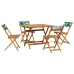 Set de comedor jardín 5 pzas tela madera maciza estampado hojas