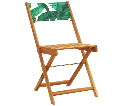 Set de comedor jardín 5 pzas tela madera maciza estampado hojas