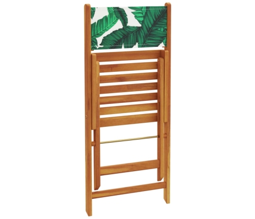 Set de comedor jardín 5 pzas tela madera maciza estampado hojas