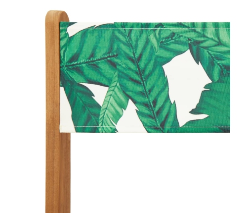 Set de comedor jardín 5 pzas tela madera maciza estampado hojas