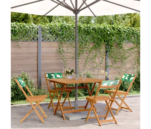 Set de comedor jardín 5 pzas tela madera maciza estampado hojas
