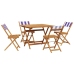 Set de comedor de jardín 5 pzas tela madera maciza azul blanco