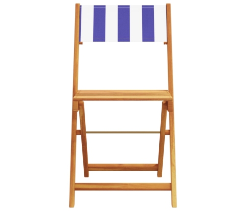 Set de comedor de jardín 5 pzas tela madera maciza azul blanco