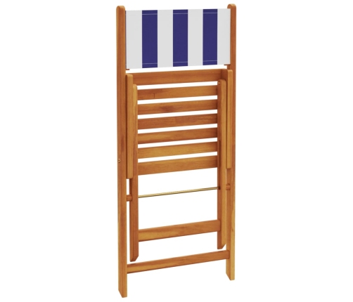 Set de comedor de jardín 5 pzas tela madera maciza azul blanco