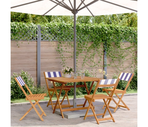 Set de comedor de jardín 5 pzas tela madera maciza azul blanco