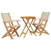 Juego de bistro de 3 piezas ratán PE y madera maciza beige