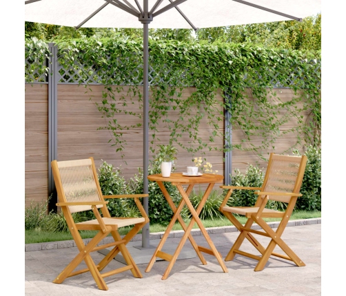 Juego de bistro de 3 piezas polipropileno y madera maciza beige