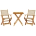 Juego de bistro de 3 piezas ratán PE y madera maciza beige