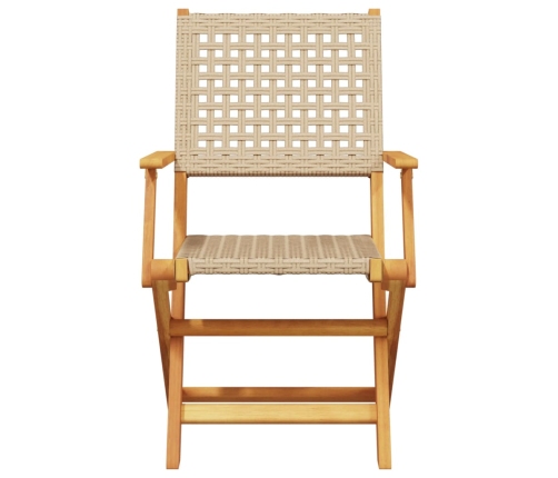 Juego de bistro de 3 piezas ratán PE y madera maciza beige