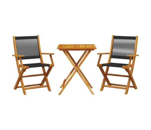 Juego de bistro de 3 piezas polipropileno y madera maciza negro