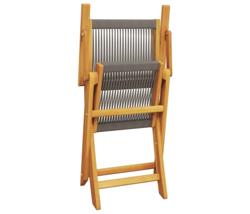 Juego de bistro de 3 piezas polipropileno y madera maciza gris