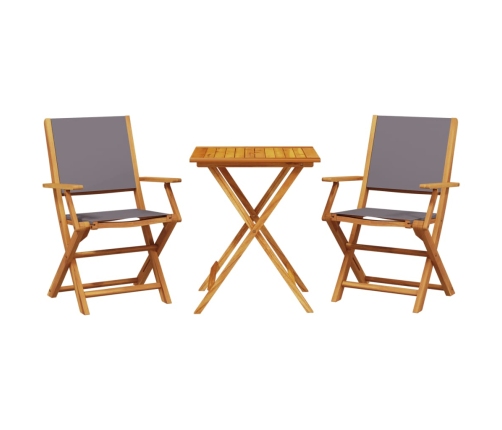 Juego de bistro de 3 piezas tela y madera maciza antracita