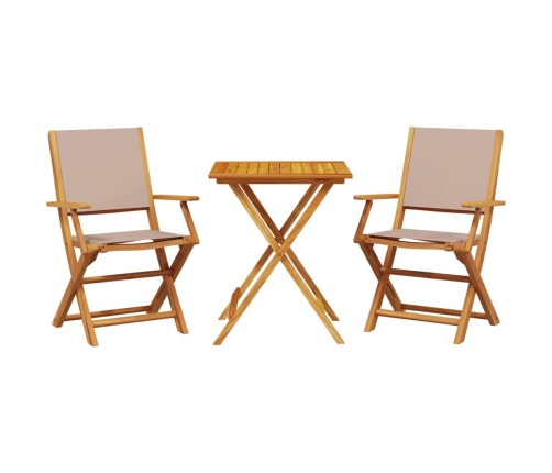Juego de bistro de 3 piezas tela y madera maciza taupe