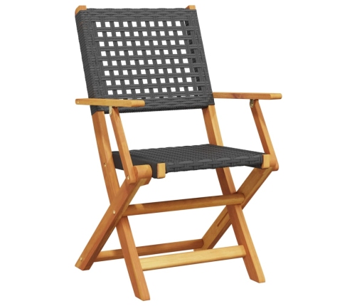 Set de comedor de jardín 5 pzas ratán PE madera maciza negro