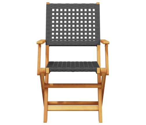 Set de comedor de jardín 5 pzas ratán PE madera maciza negro