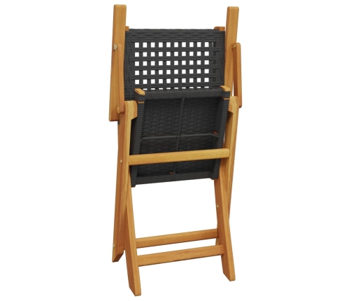 Set de comedor de jardín 5 pzas ratán PE madera maciza negro