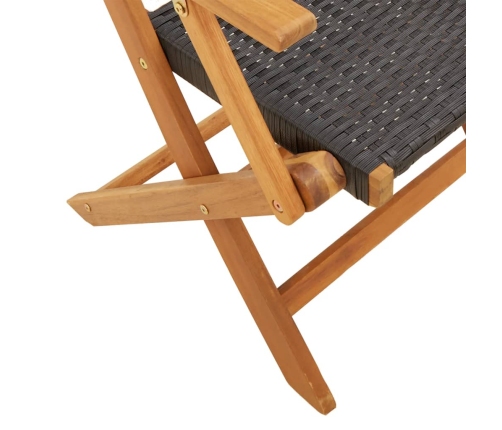 Set de comedor de jardín 5 pzas ratán PE madera maciza negro