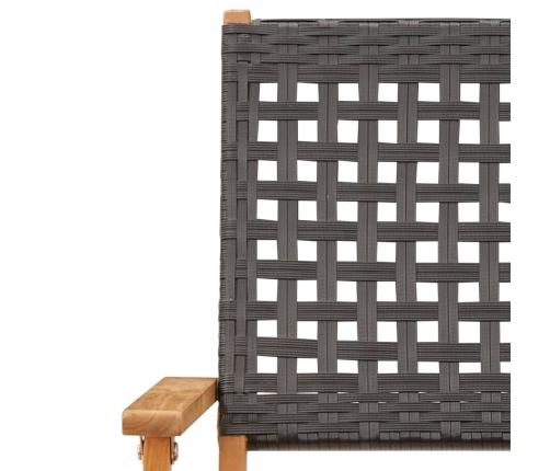 Set de comedor de jardín 5 pzas ratán PE madera maciza negro