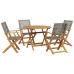 Set de comedor de jardín 5 piezas ratán PE madera maciza gris