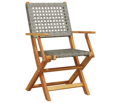 Set de comedor de jardín 5 piezas ratán PE madera maciza gris