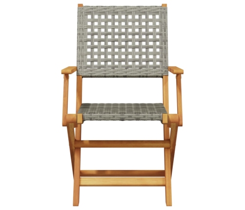 Set de comedor de jardín 5 piezas ratán PE madera maciza gris