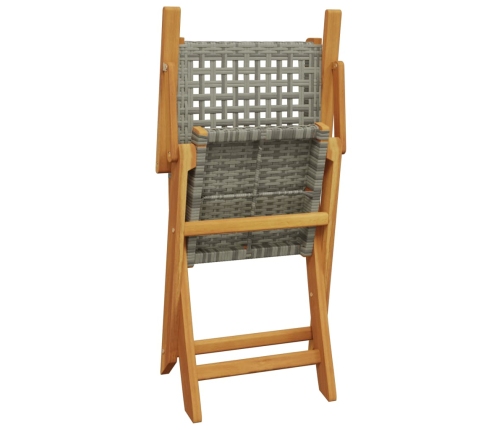 Set de comedor de jardín 5 piezas ratán PE madera maciza gris