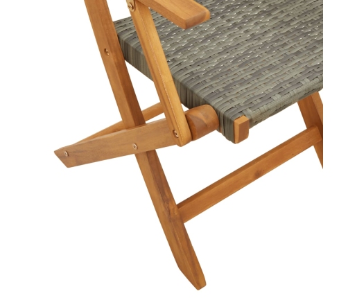 Set de comedor de jardín 5 piezas ratán PE madera maciza gris