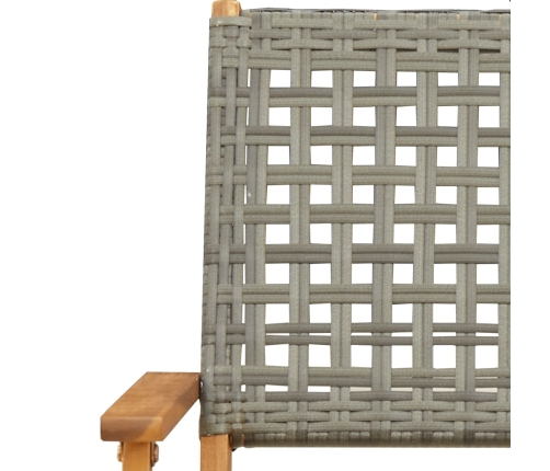 Set de comedor de jardín 5 piezas ratán PE madera maciza gris