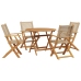 Set de comedor de jardín 5 pzas ratán PE madera maciza beige