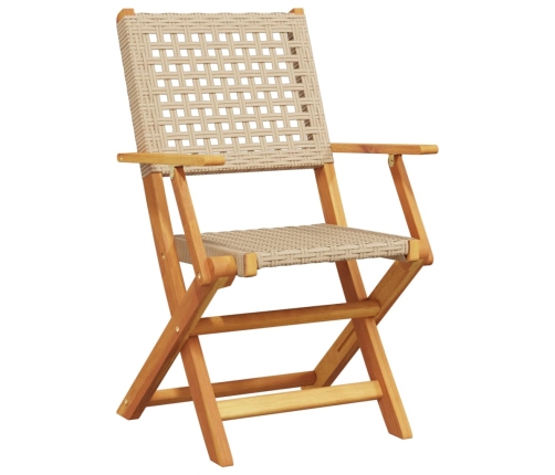 Set de comedor de jardín 5 pzas ratán PE madera maciza beige