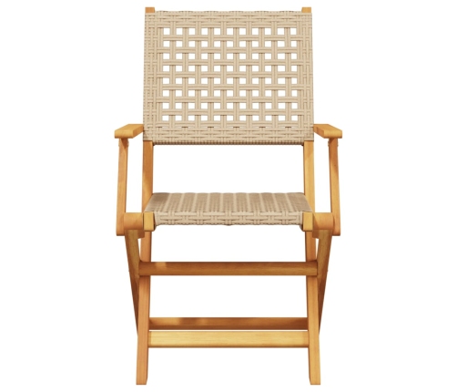 Set de comedor de jardín 5 pzas ratán PE madera maciza beige