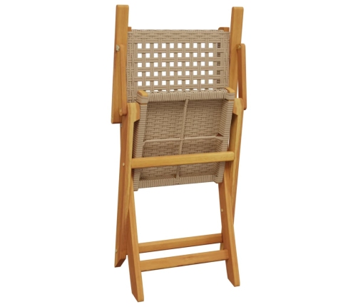 Set de comedor de jardín 5 pzas ratán PE madera maciza beige