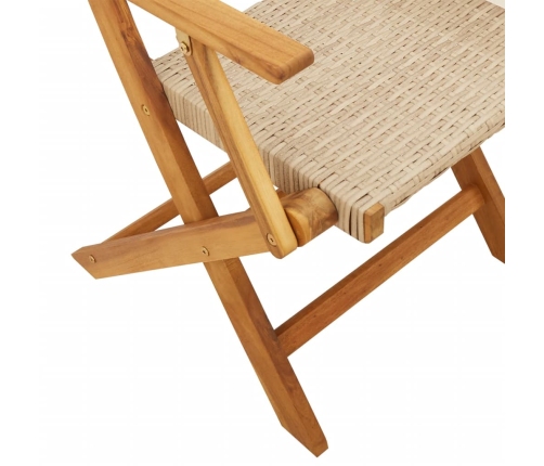 Set de comedor de jardín 5 pzas ratán PE madera maciza beige