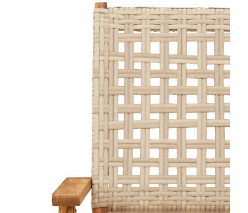 Set de comedor de jardín 5 pzas ratán PE madera maciza beige