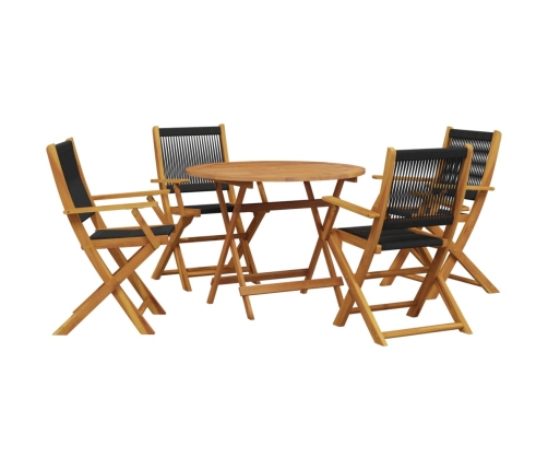 Set de comedor jardín 5 pzas polipropileno madera maciza negro