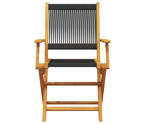Set de comedor jardín 5 pzas polipropileno madera maciza negro