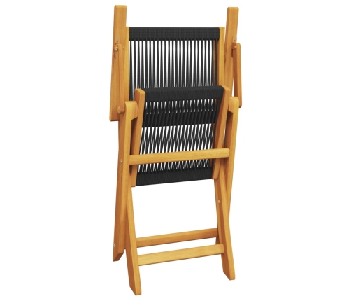 Set de comedor jardín 5 pzas polipropileno madera maciza negro