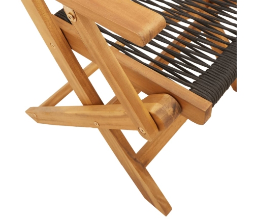 Set de comedor jardín 5 pzas polipropileno madera maciza negro