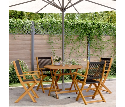 Set de comedor jardín 5 pzas polipropileno madera maciza negro