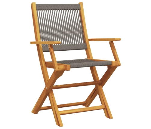 Set de comedor jardín 5 pzas polipropileno madera maciza gris