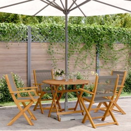 Set de comedor jardín 5 pzas polipropileno madera maciza gris