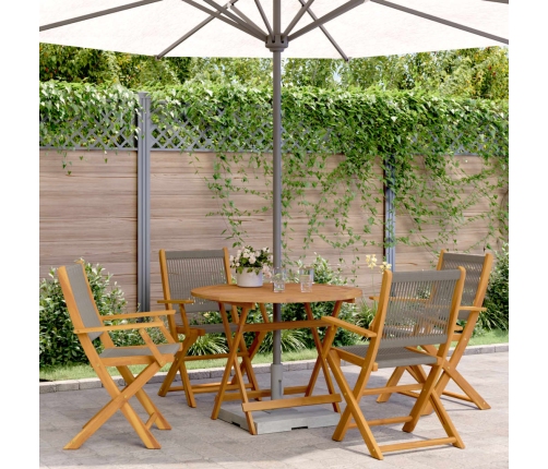Set de comedor jardín 5 pzas polipropileno madera maciza gris