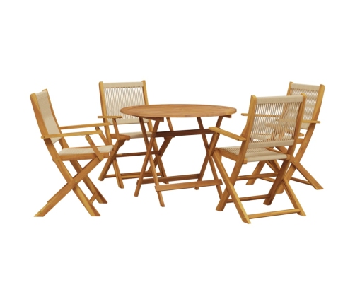 Set de comedor jardín 5 pzas polipropileno madera maciza beige